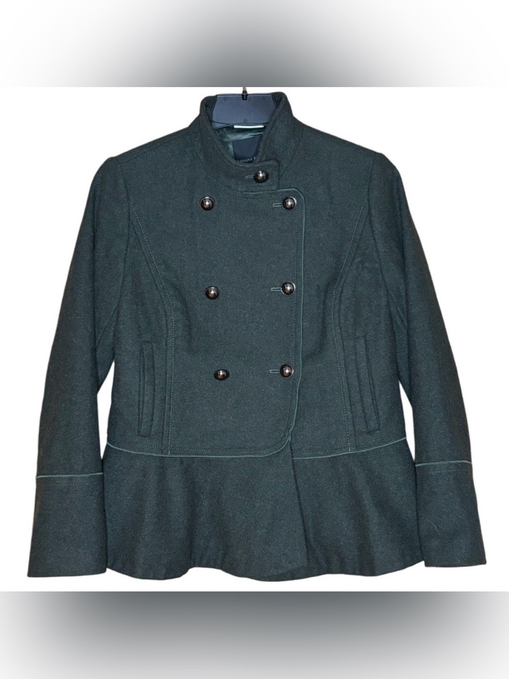 BANANA REPUBLIC Italian Wool Green Peplum Coat S